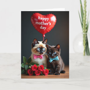 Cartão de Kitten do Dia das Mães Floral