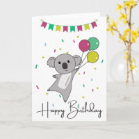 Cartão de Koala Desejando Feliz Aniversário Para V