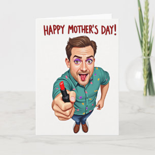 Cartão de Lábios do Dia das Mães Divertido