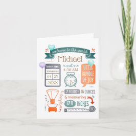 Cartão de lançamento de estatísticas de bebês dobr