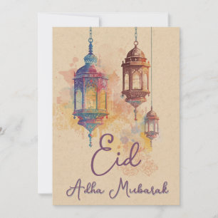 Cartão de Lanternas Islâmicas Eid Adha Mubarak