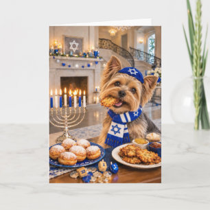 Cartão de Latke de Hanukkah do Yorkshire Terrier