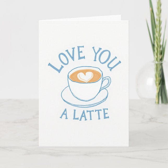 Cartão de Latte Romântico Eu Te Amo (Frente)