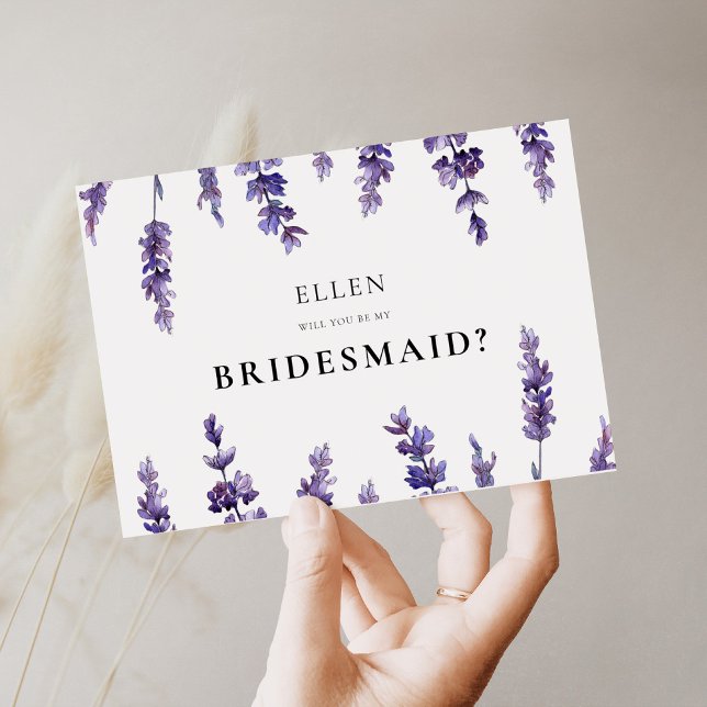 Cartão de lavanda floral Elegante Bridesmaid (Criador carregado)