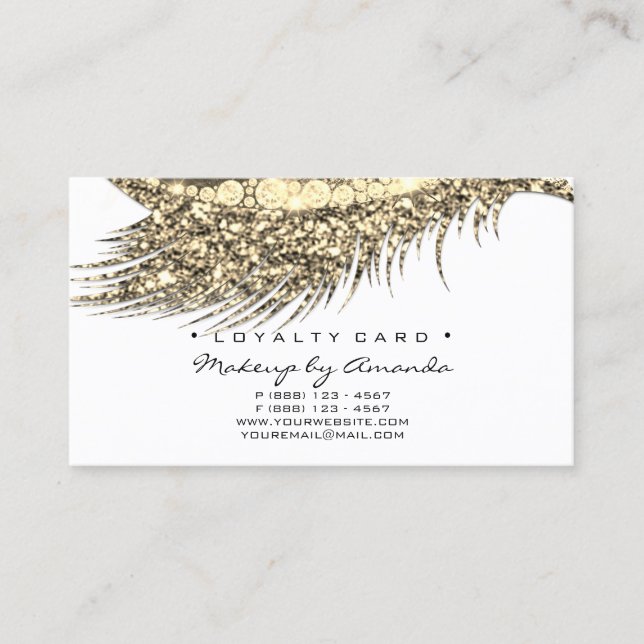 Cartão de Lealdade 6 Beleza Salão Lash Preto Branc (Frente)