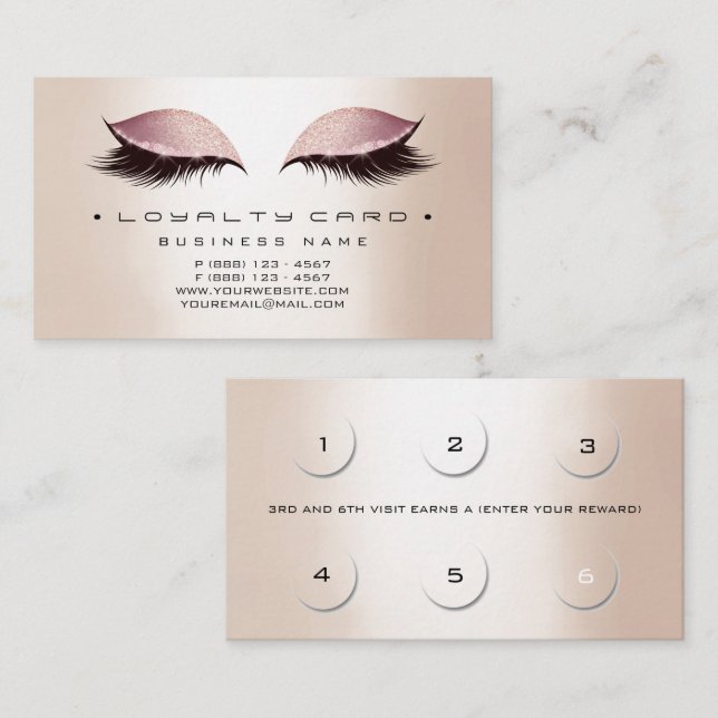 Cartão de Lealdade 6 Beleza Salon Makeup Rosa Dour (Frente/Verso)