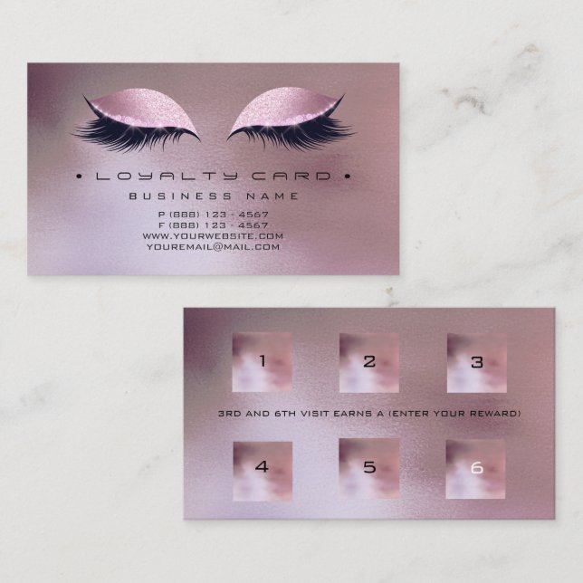 Cartão de Lealdade 6 Blush de Ativação de Salão de (Frente/Verso)