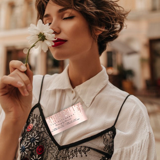 Cartão de Lealdade 6 Punch Makeup Beauty Heart Ros (Loyalty Card 6 Punch Makeup Beauty Heart Rose Small )