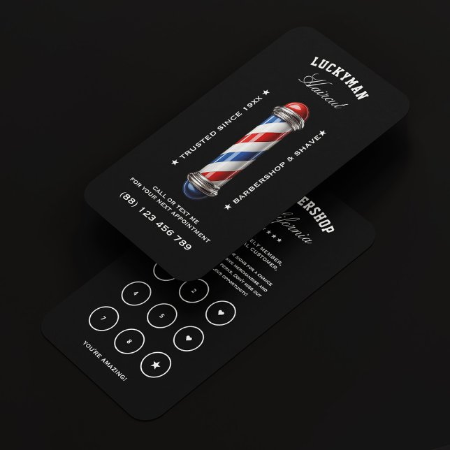 Cartão de Lealdade Azul Branco Vermelho Clássico B (Classic Barber Pole Red White Blue Loyalty Card
)