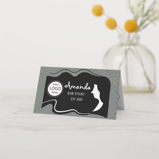 Cartão de Lealdade de Cabelo Longo Preto (Frente)