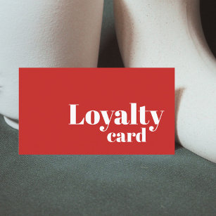 Cartão de lealdade de cor branca vermelho e simple