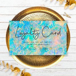 Cartão de Lealdade de Pedra Opal Dourada Elegante