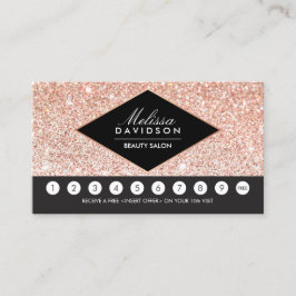 Cartão de Lealdade Glitter Dourado e Glamor Salon