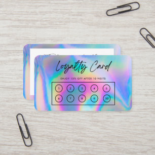 Cartão de Lealdade Personalizado Holográfico Faux