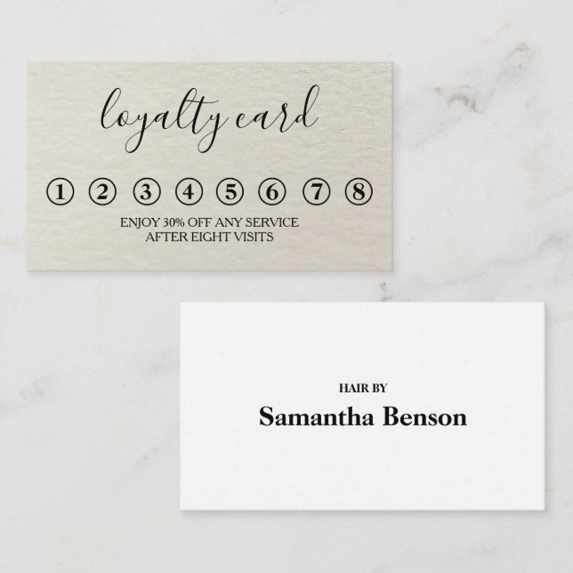 Cartão de Lealdade preto e branco minimalista mode (Frente/Verso)