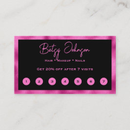 Cartão de Lealdade Preto e Rosa Quente