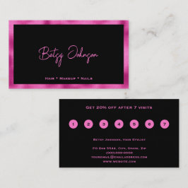 Cartão de Lealdade Preto e Rosa Quente