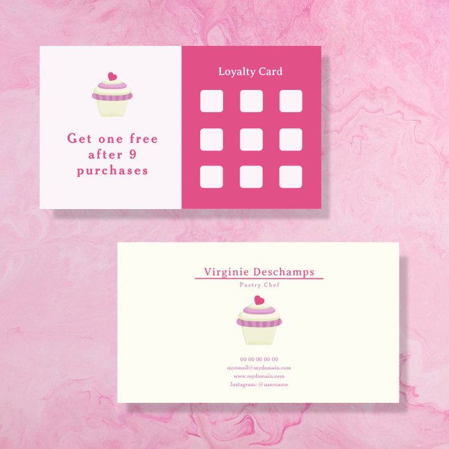 Cartão de Lealdade Rosa-cupcake (Cupcake Pink Loyalty Card)