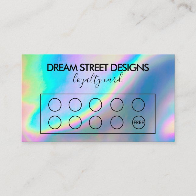 Cartão de Lealdade Verde Faux Holo Personalizado (Frente)