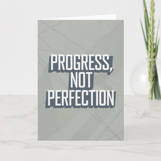 Cartão de letra de bloco retrô "Progresso, não per (Frente)