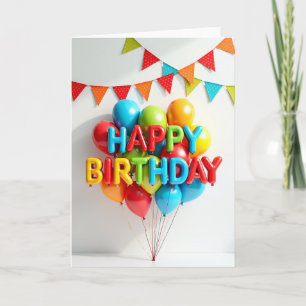 Cartão de Letras Brilhantes de Aniversário Alegre