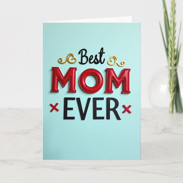 Cartão de Lettering do Dia das Mães Doce (Frente)