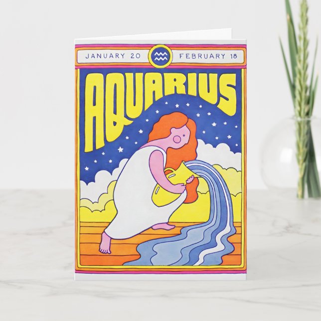 Cartão de Letterpress de Aquário (Frente)