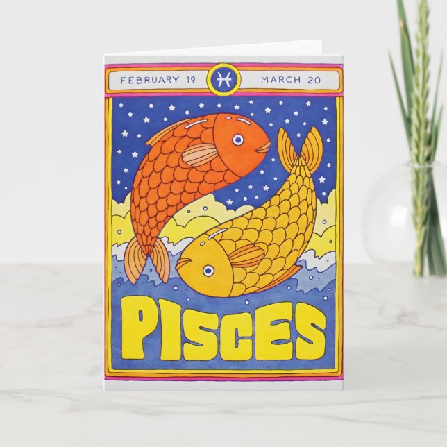 Cartão de Letterpress de Peixes (Frente)