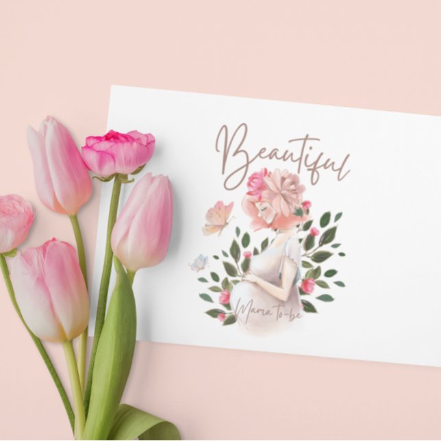 Cartão de linda mamãe para ser (Congratulate the beautiful soon to be mommy with this lovely watercolor card! Matching collection! )