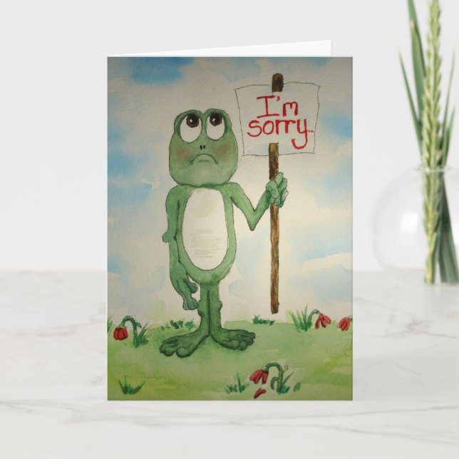 Cartão de linha de sapo Desculpe, por favor me per (Frente)