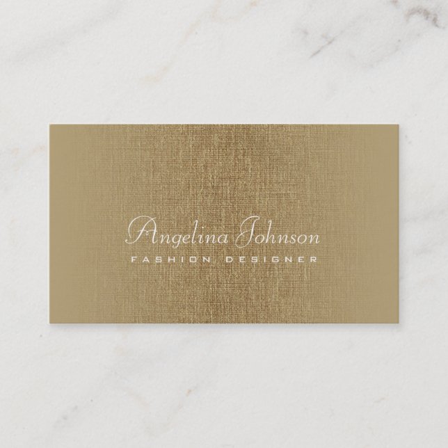 Cartão de linho de bronze simples do desenhador de (Frente)