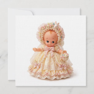 Cartão de Linho Kewpie de Chapéu de Páscoa