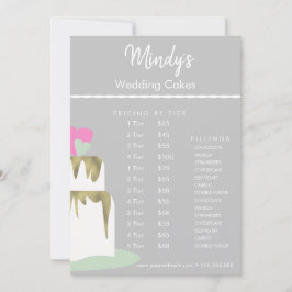 Cartão de Lista de Preços de Cupcakes de Padaria C