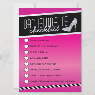 Cartão de Lista de Verificação Bachelorette Shimme