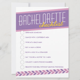 Cartão de Lista de Verificação de Bachelorette Ret