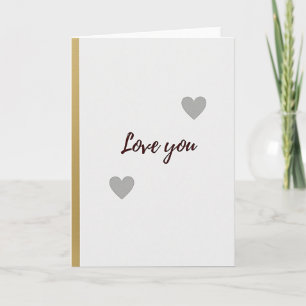 Cartão de Listra Dourada Love You Hearts
