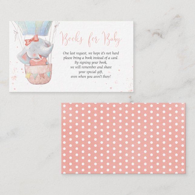 Cartão de Livros de Menina Elefante Fofo para Bebê (Frente/Verso)