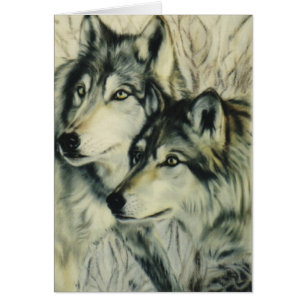 Cartão De "lobos madeira "