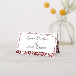 Cartão de Local da Mesa Burgundy Elegante