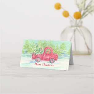 Cartão de Local de Caminhão Vermelho Natal