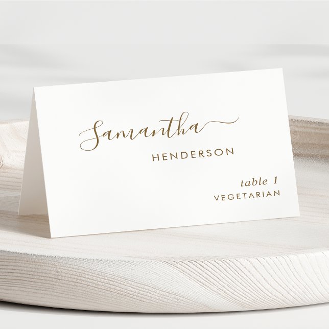 Cartão de Local de Casamento Branco e Dourado com  (Criador carregado)