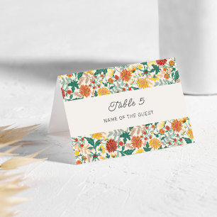 Cartão de Local de Casamento com Flores de Dália d