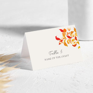 Cartão de Local de Casamento com Folhagem Cítrica 