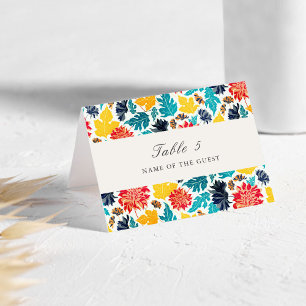 Cartão de Local de Casamento com Girassóis em Aqua