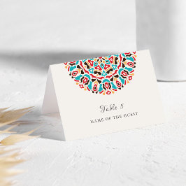 Cartão de Local de Casamento com Mandala Floral Ág