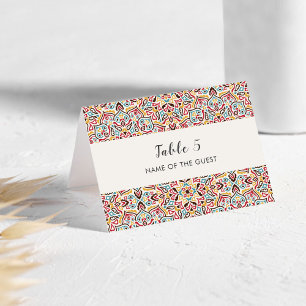 Cartão de Local de Casamento com Mandala Geométric
