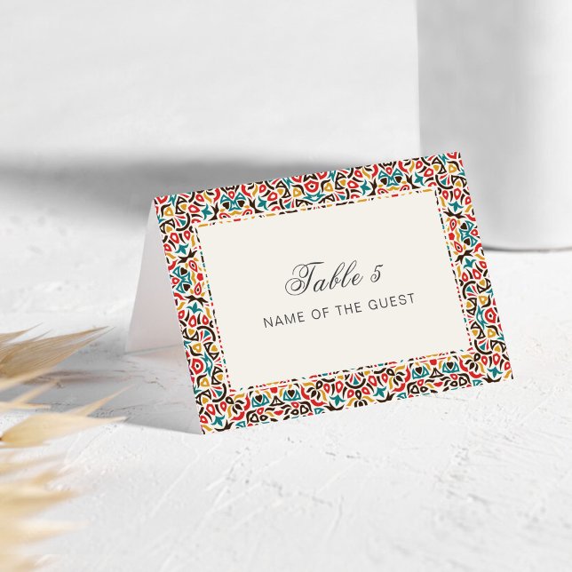 Cartão de Local de Casamento com Mandala Geométric (Criador carregado)