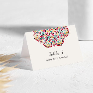 Cartão de Local de Casamento com Mandala Geométric