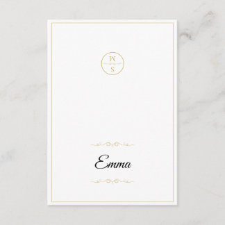 Cartão de Local de Casamento com Monograma Elegant