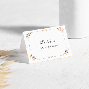 Cartão de Local de Casamento com Motivo Clássico d